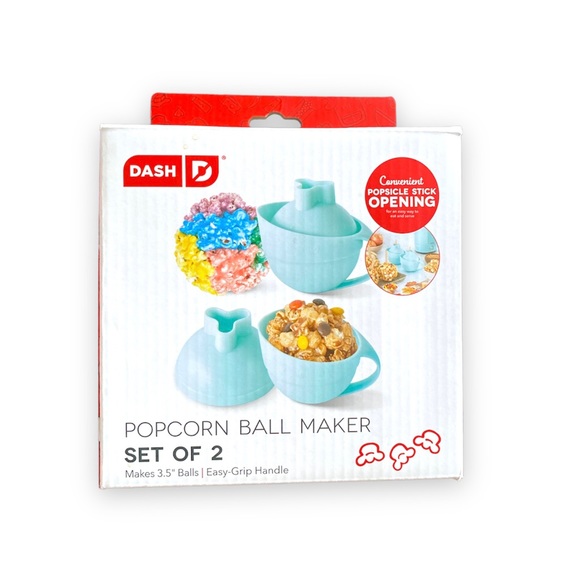DASH Popcorn Ball Maker - Aqua - Set of 2 / Easy Grip Handle / Brand New In Box - Picture 1 of 6